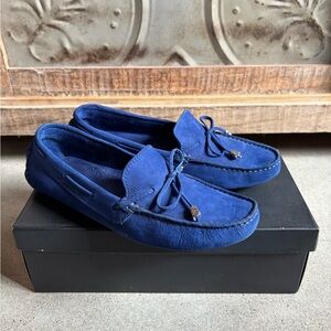 Saks 5th Avenue ocean blue suede driving moccasins, Sz 8